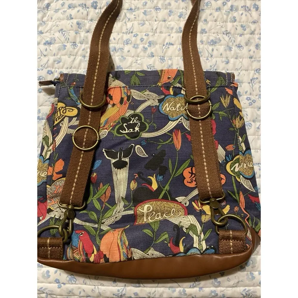 Sakroots Convertible Backpack Crossbody “peace” Boho Style Jute/cotton